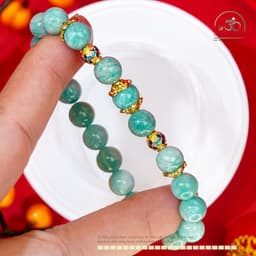 Ngọc Đan Tâm - Vòng Tay Amazonite 8mm 2A Phối Charm Lu Nhỏ - Mệnh Thuỷ & Mệnh Mộc 4