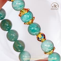 Ngọc Đan Tâm - Vòng Tay Amazonite 8mm 2A Phối Charm Lu Nhỏ - Mệnh Thuỷ & Mệnh Mộc 3