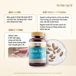 Viên Uống Hỗ Trợ Da Mụn Herbs Of Gold Clear Skin 60 Viên Chính Hãng Úc 3
