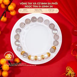 Ngọc Đan Tâm - Vòng Tay Xà Cừ 8mm 5A Phối Ngọc Trai 9-10mm 3A -  Mệnh Kim & Mệnh Thuỷ 1