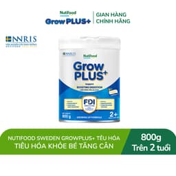 [Livestream KOL] Sữa bột Nutifood Sweden GrowPLUS+ Tiêu Hóa (Xanh Nhạt) 2+ - Tiêu hóa khỏe, tăng cân (Lon 800g) 2