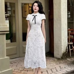 Xukadress_Đầm midi nơ ngực, đầm ren nơ ngực sang chảnh 3