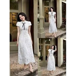 Xukadress_Đầm midi nơ ngực, đầm ren nơ ngực sang chảnh 2