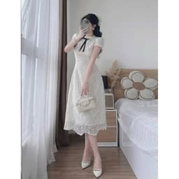 Xukadress_Đầm midi nơ ngực, đầm ren nơ ngực sang chảnh 5
