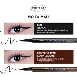 Bút kẻ mắt Arumcolor Waterproof Slim Liquid Eyeliner Đầu Mảnh Lâu Trôi Kháng Nước 0.6g 7