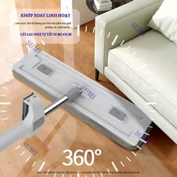 Cây Lau Nhà Tự Vắt 45cm, Cây Chổi Lau Nhà Tư Vắt SUMI Thông Minh Microfiber Siêu Thấm Hút 360 Độ T2 3