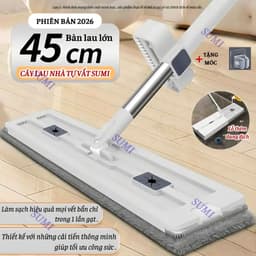 Cây Lau Nhà Tự Vắt 45cm, Cây Chổi Lau Nhà Tư Vắt SUMI Thông Minh Microfiber Siêu Thấm Hút 360 Độ T2 1