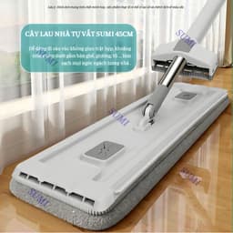Cây Lau Nhà Tự Vắt 45cm, Cây Chổi Lau Nhà Tư Vắt SUMI Thông Minh Microfiber Siêu Thấm Hút 360 Độ T2 8