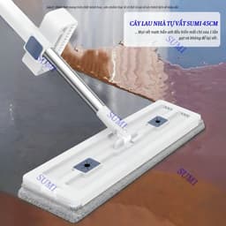Cây Lau Nhà Tự Vắt 45cm, Cây Chổi Lau Nhà Tư Vắt SUMI Thông Minh Microfiber Siêu Thấm Hút 360 Độ T2 5