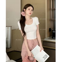 [ XẢ KHO ] Áo Thun Nữ Cổ U Viền To Ôm Body Co Giãn 4 Chiều Tôn Dáng BYJANE - 272 6