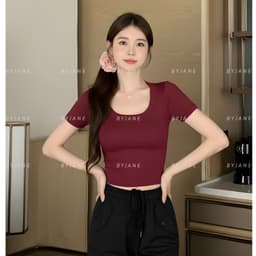 [ XẢ KHO ] Áo Thun Nữ Cổ U Viền To Ôm Body Co Giãn 4 Chiều Tôn Dáng BYJANE - 272 8