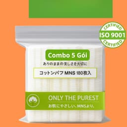  Combo 5 Bông tẩy trang MNS 180 miếng cotton tự nhiên, cao cấp mềm mịn  1