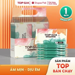 [NHỎ GỌN, TINH TẾ] Khăn ướt mini cao cấp TOPGIA túi 10 gói 8 tờ mềm mại, không mùi không parabens 1