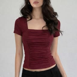 [VẢI COTTON MỊN] Áo Thun Cộc Tay Lenogi Ôm Body Cổ Vuông Nhún Eo Co Giãn mềm mại mA54 6