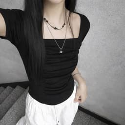 [VẢI COTTON MỊN] Áo Thun Cộc Tay Lenogi Ôm Body Cổ Vuông Nhún Eo Co Giãn mềm mại mA54 4