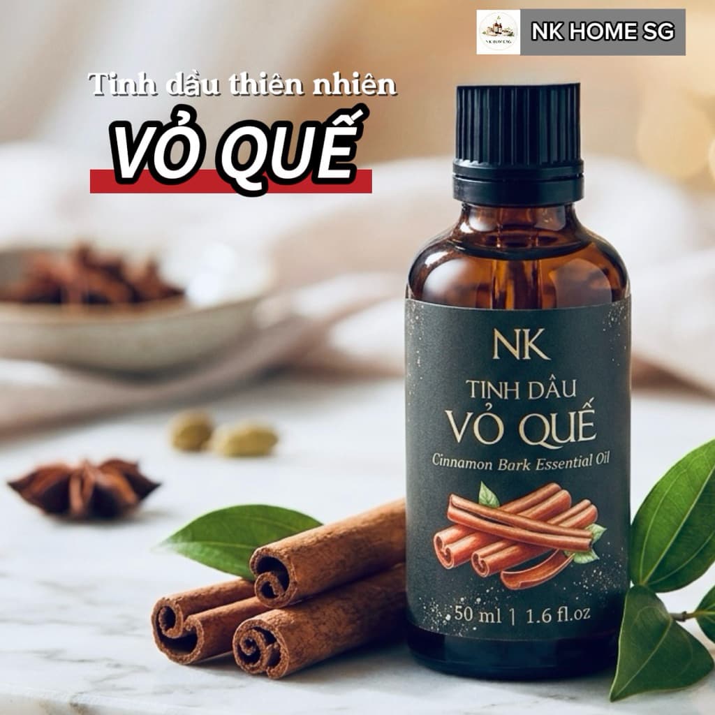 Tinh Dầu Vỏ Quế Nguyên Chất NK – Hương Ấm, Xông Phòng, Khuếch Tán Thiền Spa 10ml,30ml,50ml,100ml