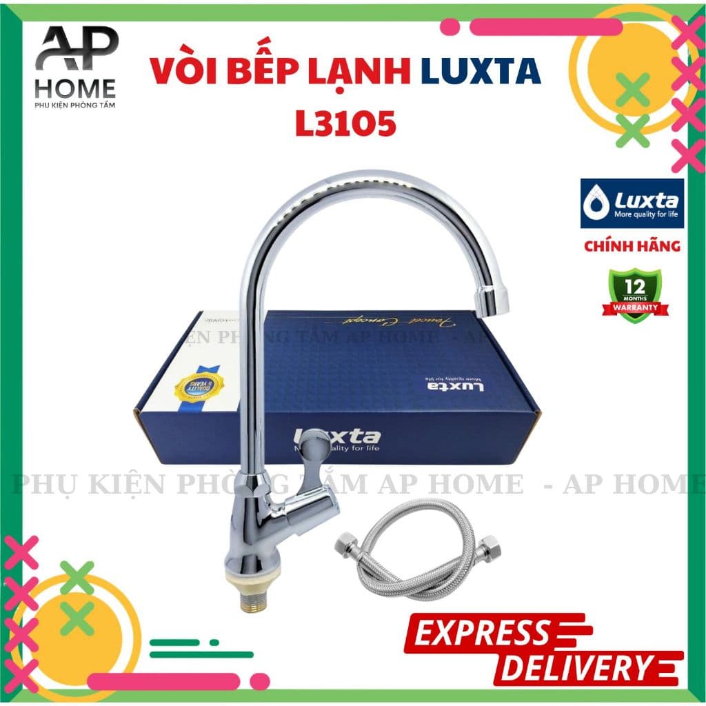 Vòi bếp lạnh Luxta L3105 chính hãng đồng thau cao cấp xoay 360 độ - Phụ kiện phòng tắm AP HOME