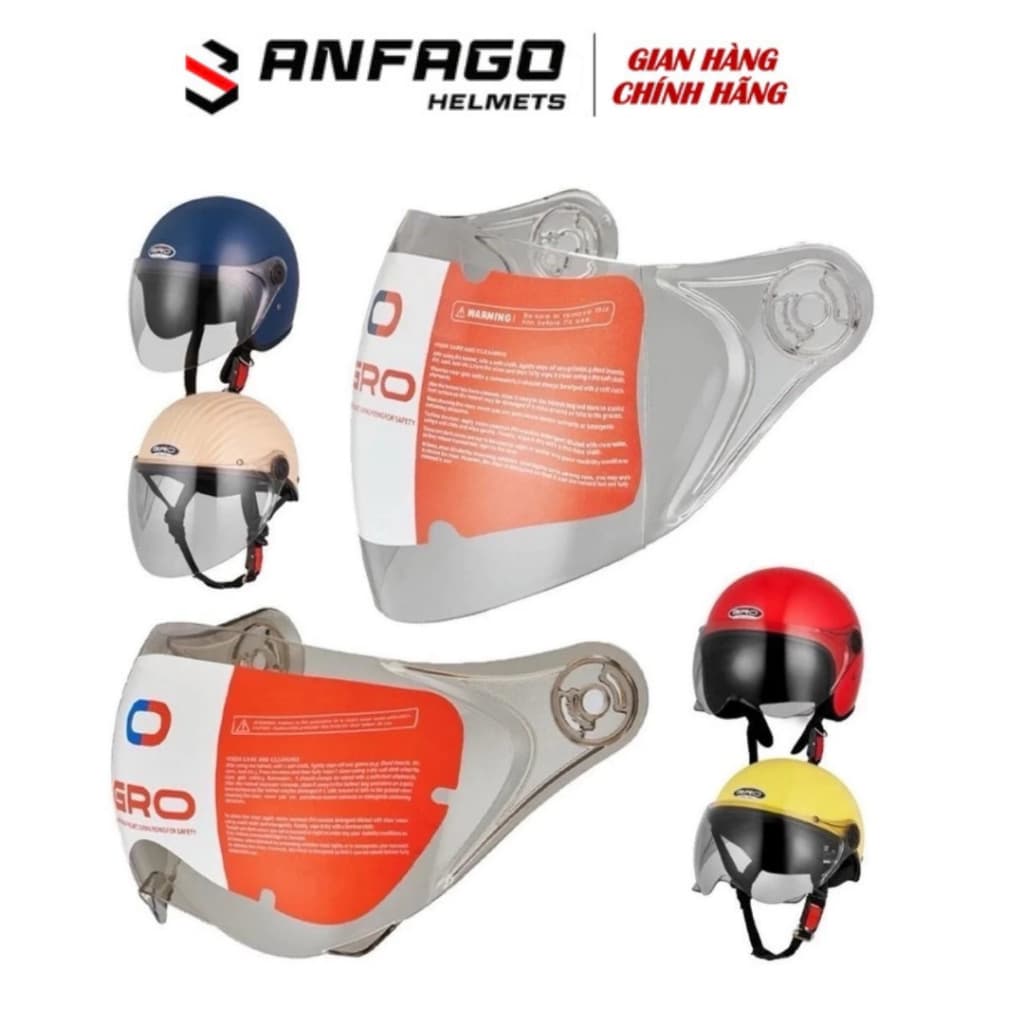Kính chống chói ANFAGO cho Nón/Mũ Bảo Hiểm 3/4 - 1/2 (Tặng chốt kính, không dùng cho mũ Honda, Grab)