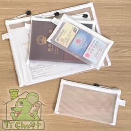 Túi Ví Lưới Có Dây Khóa Kéo Đựng Giấy Tờ CCCD Hộ Chiếu PassPort Vé Máy Bay Nhỏ Gọn Tiện Lợi Cầm 1 Tay Kéo Valy Sân Bay 3