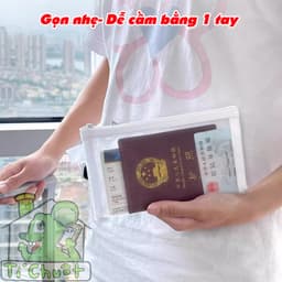 Túi Ví Lưới Có Dây Khóa Kéo Đựng Giấy Tờ CCCD Hộ Chiếu PassPort Vé Máy Bay Nhỏ Gọn Tiện Lợi Cầm 1 Tay Kéo Valy Sân Bay 8