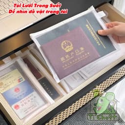 Túi Ví Lưới Có Dây Khóa Kéo Đựng Giấy Tờ CCCD Hộ Chiếu PassPort Vé Máy Bay Nhỏ Gọn Tiện Lợi Cầm 1 Tay Kéo Valy Sân Bay 4