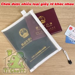 Túi Ví Lưới Có Dây Khóa Kéo Đựng Giấy Tờ CCCD Hộ Chiếu PassPort Vé Máy Bay Nhỏ Gọn Tiện Lợi Cầm 1 Tay Kéo Valy Sân Bay 5