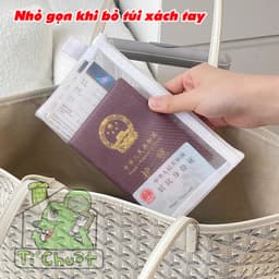 Túi Ví Lưới Có Dây Khóa Kéo Đựng Giấy Tờ CCCD Hộ Chiếu PassPort Vé Máy Bay Nhỏ Gọn Tiện Lợi Cầm 1 Tay Kéo Valy Sân Bay 7