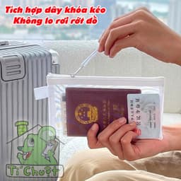 Túi Ví Lưới Có Dây Khóa Kéo Đựng Giấy Tờ CCCD Hộ Chiếu PassPort Vé Máy Bay Nhỏ Gọn Tiện Lợi Cầm 1 Tay Kéo Valy Sân Bay 9