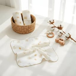 Túi 5 khăn sữa xô Muslin họa tiết Anchee, mềm mại thấm hút tốt. 6