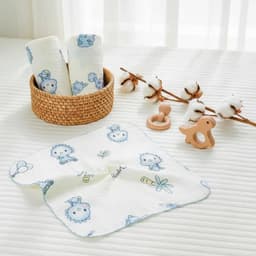 Túi 5 khăn sữa xô Muslin họa tiết Anchee, mềm mại thấm hút tốt. 2