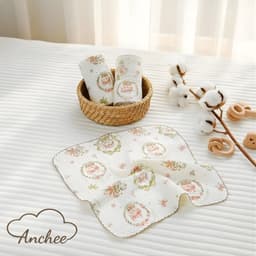 Túi 5 khăn sữa xô Muslin họa tiết Anchee, mềm mại thấm hút tốt. 4