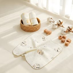 Túi 5 khăn sữa xô Muslin họa tiết Anchee, mềm mại thấm hút tốt. 8