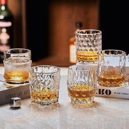 Bộ 6 chiếc cốc thủy tinh chấm bi cao cấp, sang trọng thích hợp với nhiều đồ uống dung tích lớn 1