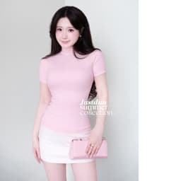 Áo Thun Nữ Ôm Body JUSTDUN HN1 Cổ Cao Tay Ngắn, Cotton Mịn Co Giãn 4 Chiều, Mềm Mại Thoáng Khí. 8