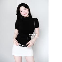 Áo Thun Nữ Ôm Body JUSTDUN HN1 Cổ Cao Tay Ngắn, Cotton Mịn Co Giãn 4 Chiều, Mềm Mại Thoáng Khí. 4