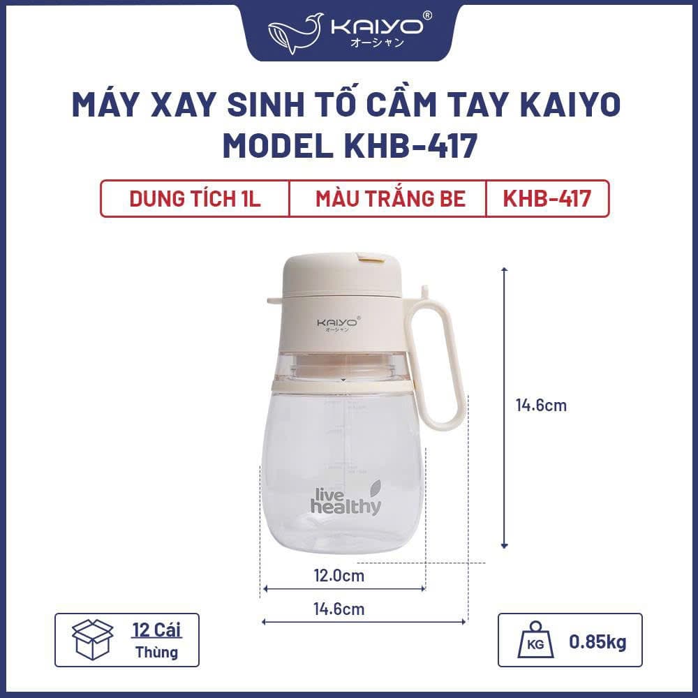 Máy xay sinh tố cầm tay Kaiyo KHB-417 dung tích 1L dao 12 cánh công suất 70W bảo hành hãng 12 tháng
