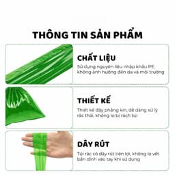 Túi đựnġ rác tự phân hủy BAMBO túi rác có dây dút dung tích 20L kícḣ thước 50x55cm chống rò nước và côn trùnġ 3