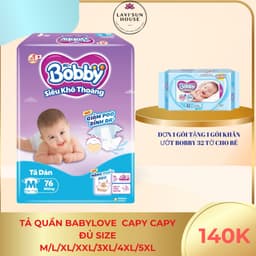 (MỚI)Tã dán Bobby size M 76miếng (6-11kg),S 80miếng (4-8kg)-siêu khô thoáng,thấm hút tốt 2
