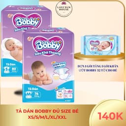 (MỚI)Tã dán Bobby size M 76miếng (6-11kg),S 80miếng (4-8kg)-siêu khô thoáng,thấm hút tốt 1