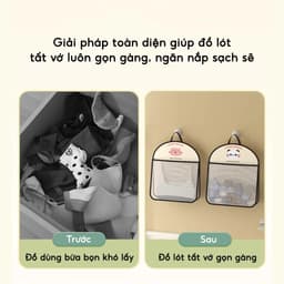 Túi Lưới Đựng Đồ Lót Tất Vớ Treo Tường - Giỏ Treo Đồ Cá Nhân Có Quai Xách Nhỏ Gọn Tiện Dụng 3