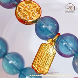 Ngọc Đan Tâm - Vòng Tay Aquamarine 10mm 8A Phối Charm Bánh Xe Pháp Luân - Mệnh Thuỷ & Mệnh Mộc 4
