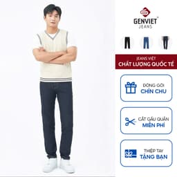 Quần bò nam GENVIET JEANS vải denim dáng Col cơ bản quần jean nam dáng slimfit basic dễ phối đồ 8768 1