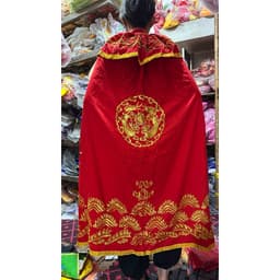 áo choàng tế lễ, áo choàng dâng hương, áo choàng hầu đồng bằng vải siu k bao giờ bạc, thêu 3D cao cấp 1