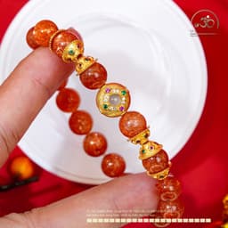 Ngọc Đan Tâm - Vòng Tay Hồng Nhật Vận Vip 9mm Phối Charm Tròn Đá Trắng - Mệnh Hoả & Mệnh Thổ 3