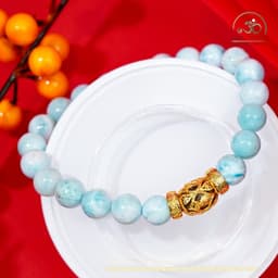 Ngọc Đan Tâm - Vòng Tay Larima 9mm 5A Phối Charm Tam Thánh Pháp Luân - Mệnh Thuỷ & Mệnh Mộc 3