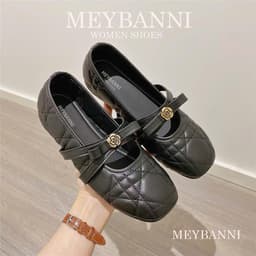 Giày Búp Bê MEYBANNI Đế Bệt Chần Chỉ Phối Quai Đính Hoa Trà Siêu Xinh -  C209 4