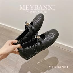 Giày Búp Bê MEYBANNI Đế Bệt Chần Chỉ Phối Quai Đính Hoa Trà Siêu Xinh -  C209 5