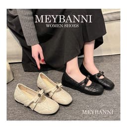 Giày Búp Bê MEYBANNI Đế Bệt Chần Chỉ Phối Quai Đính Hoa Trà Siêu Xinh -  C209 3