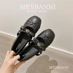 Giày Búp Bê MEYBANNI Đế Bệt Chần Chỉ Phối Quai Đính Hoa Trà Siêu Xinh -  C209 2