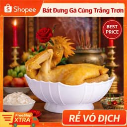 Bát Đựng Gà Cúng Gia Tiên Cao Cấp – Bát Thả Gà Để Bàn Thờ Sứ Trắng Trơn Dày Đẹp 31cm 1